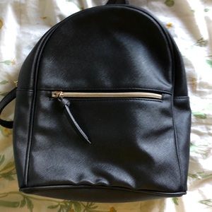 Black Faux Leather Mini Backpack!!